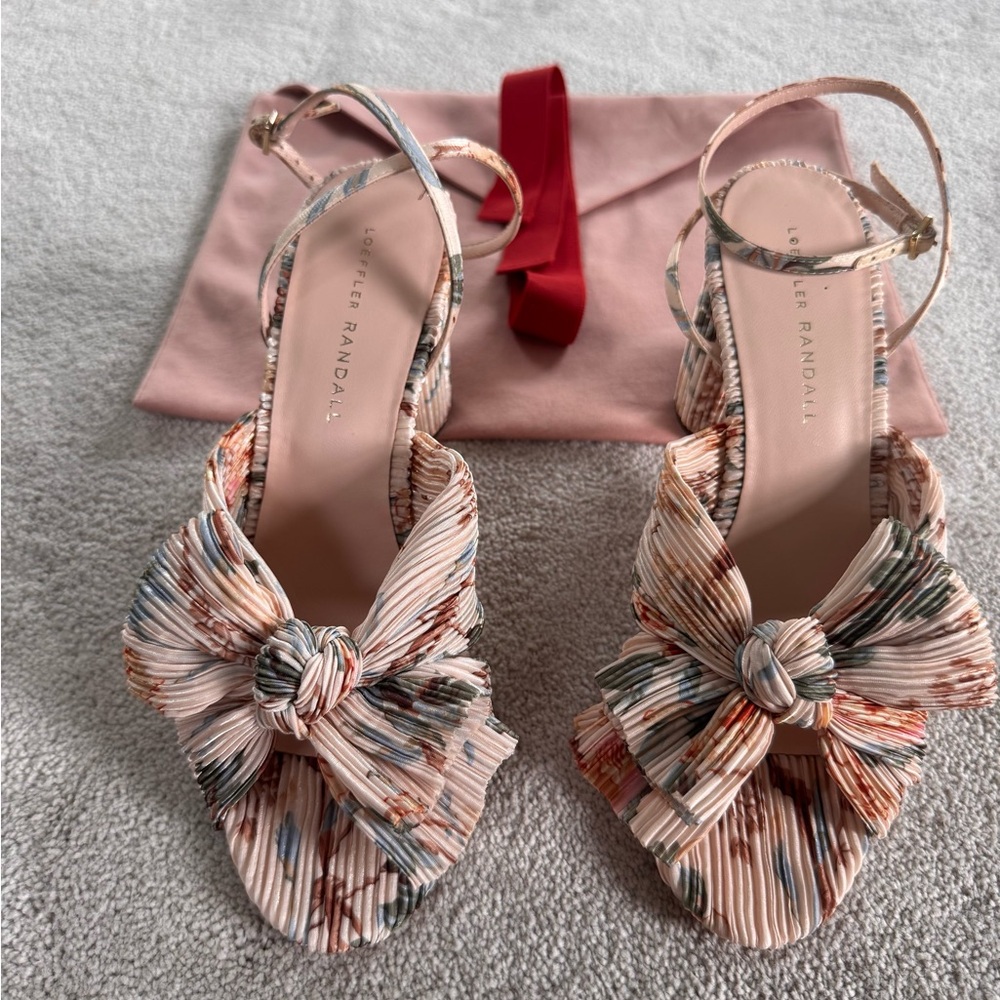 Loeffler Randall Cream Sandals with Bow Detail